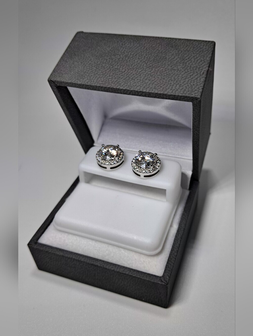 925 Sterling Silver And Moissanite Halo Studs